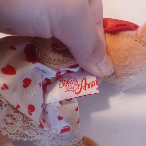 Annalee Doll Vintage 1993 Valentine's Day Felt Mouse Heart Red Dress - Picture 5 of 6